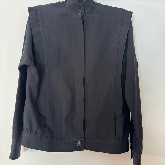 Vintage Black Structured High Neck Jacket | 80s 90s Minimal Unisex - Picture 3 of 5